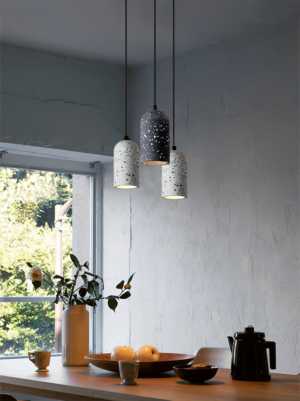 Brol Terrazzo Pendelleuchte im Industrie-Stil in Beton grau