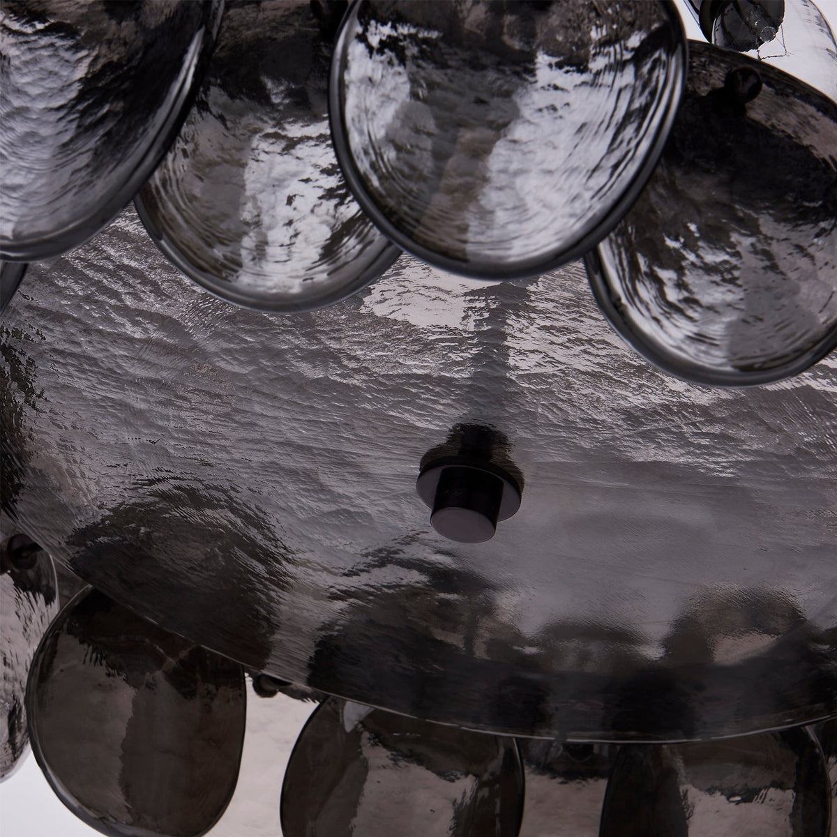 Lioroelle Kronleuchter Bernsteinfarbenes Glas Scheibe Fischschuppen Messing