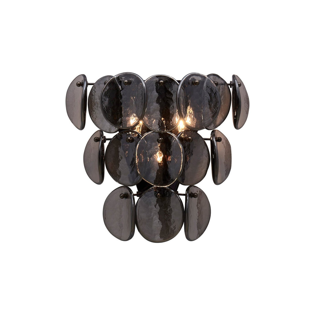 Velearia Wandleuchte aus Bernsteinfarbenem Milchglas mit Fischschuppen-Design in Messing