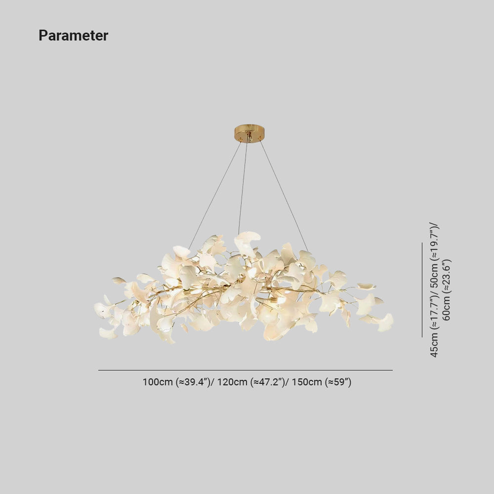 Arux Ginkgo-Kronleuchter im Art-Déco-Stil, nach unten gebogen