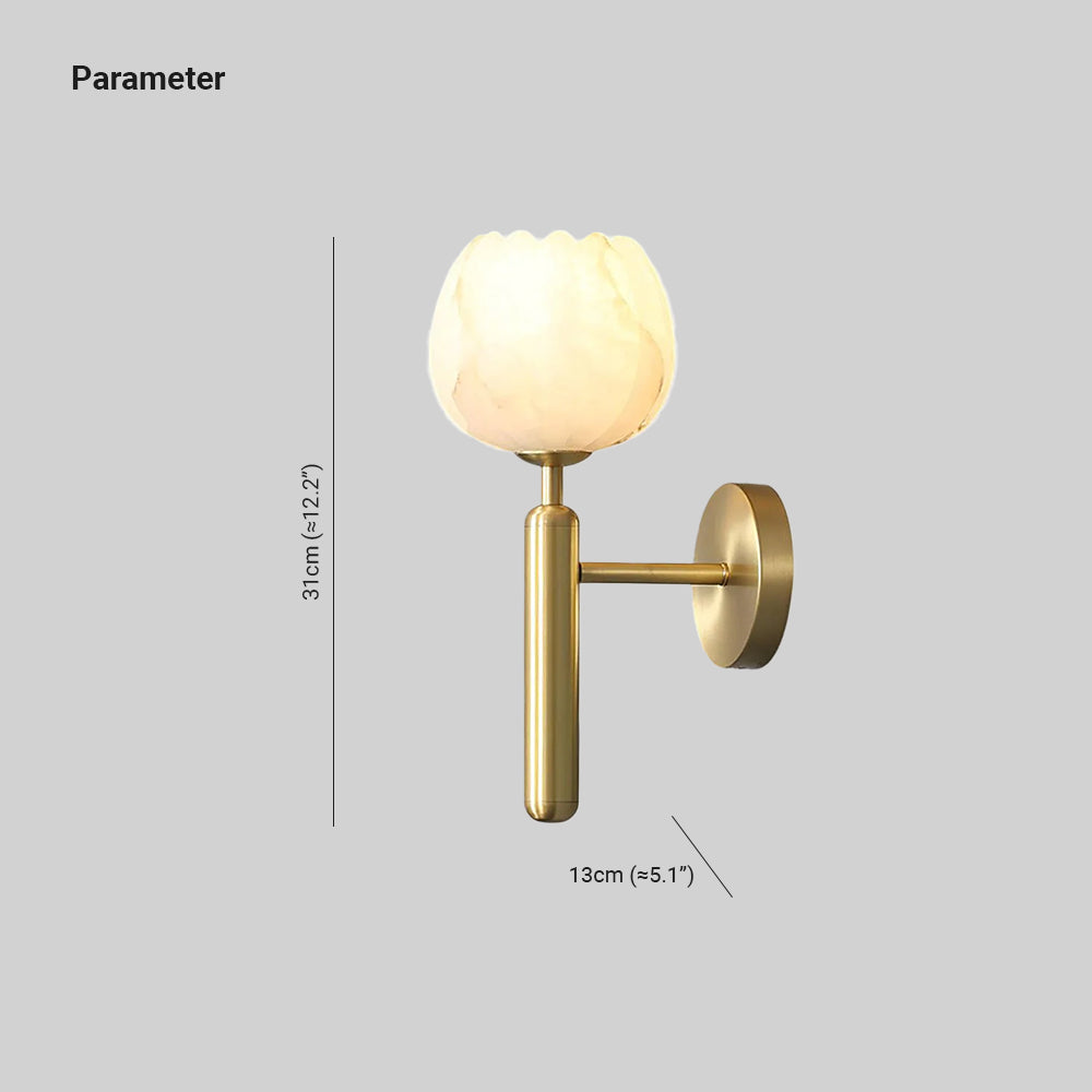 Nivarina Wandleuchte aus Alabaster in Messing mit floraler Verzierung