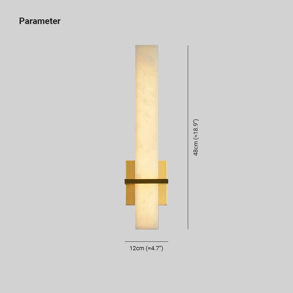 Eiriaya Wandleuchte aus weißem Alabaster und Messing in moderner Quaderform