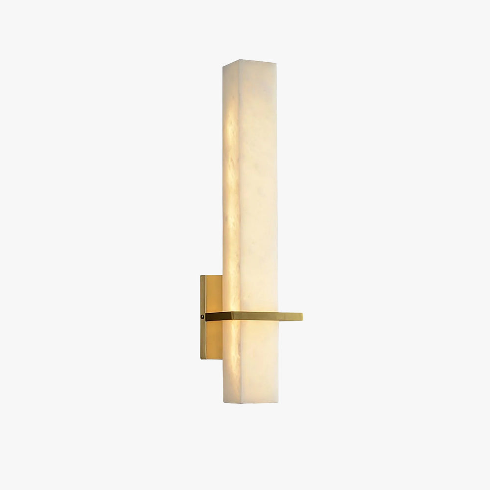 Eiriaya Wandleuchte aus weißem Alabaster und Messing in moderner Quaderform