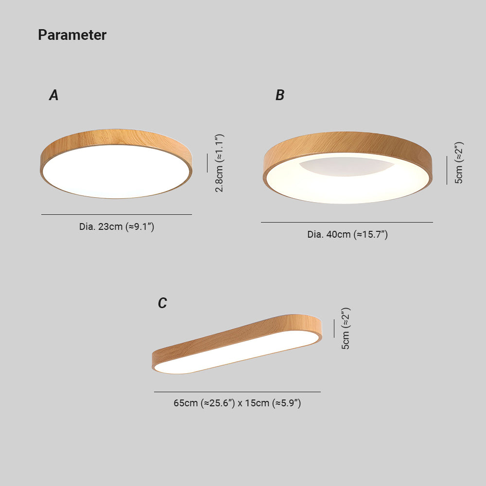 Javlen zeitgenössische minimalistische runde Holzfeste Deckenleuchte