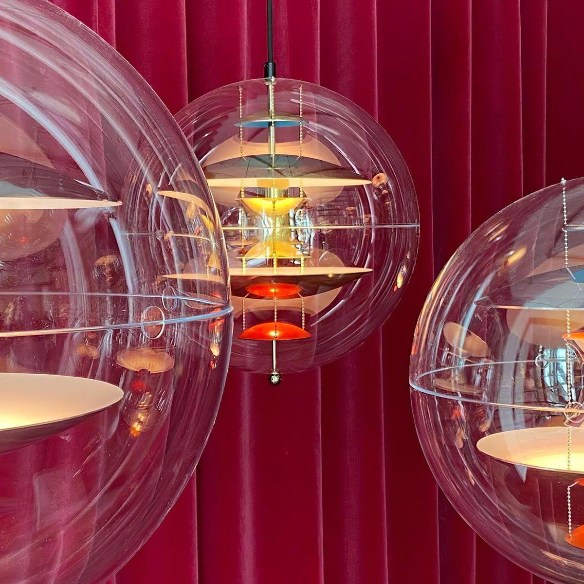 Pendelleuchte Floating Geometrische Schichten Klar Kugel Futuristisch modern