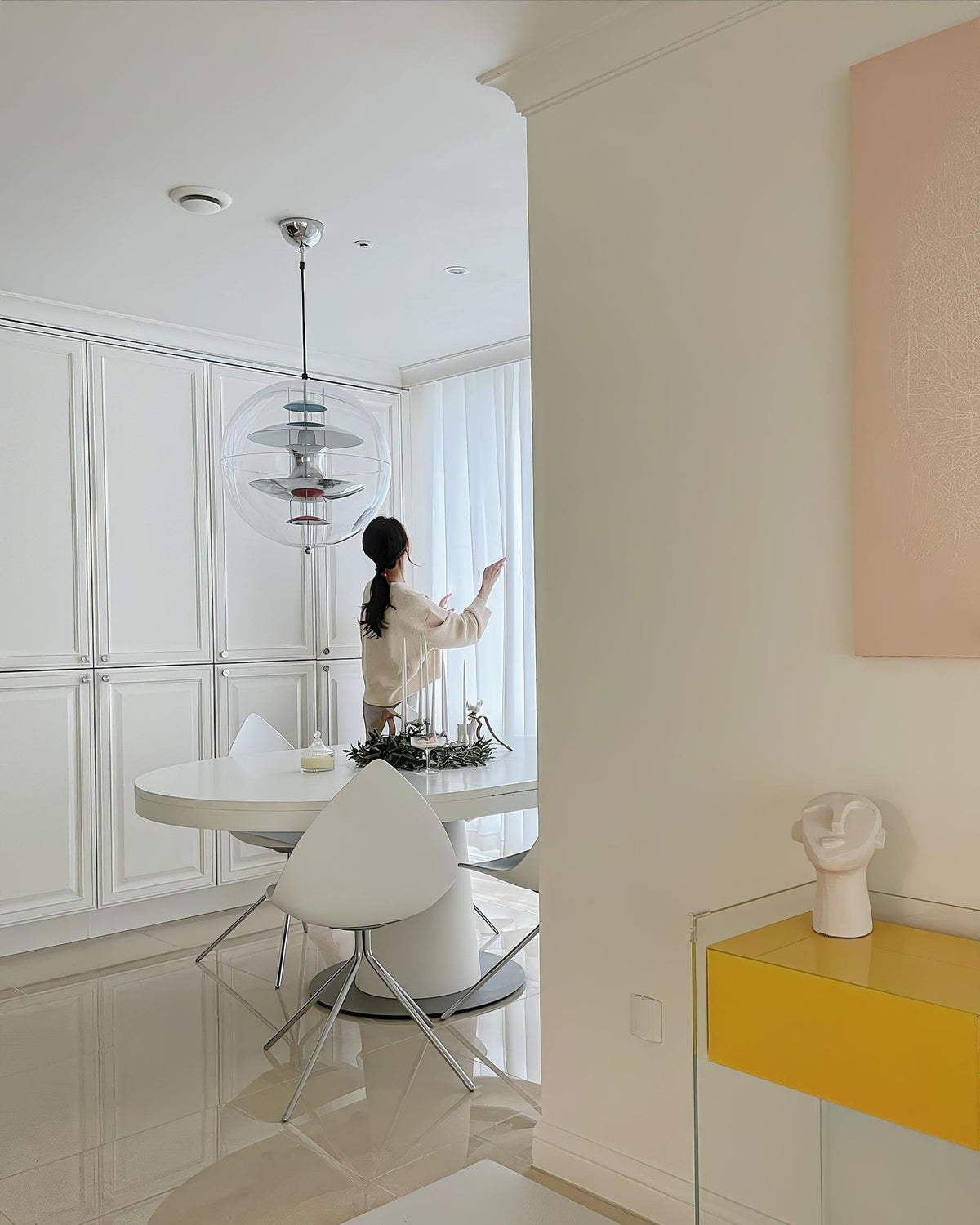 Pendelleuchte Floating Geometrische Schichten Klar Kugel Futuristisch modern