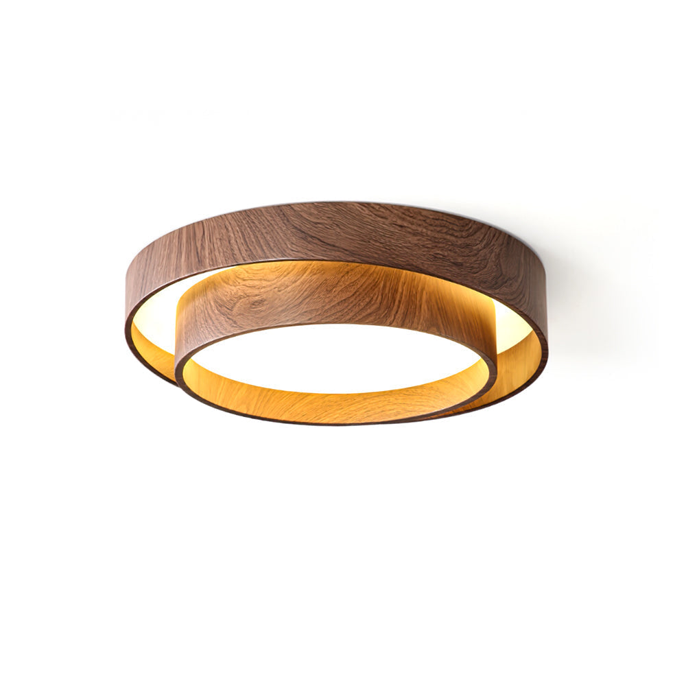 Wavin Deckenleuchte mit Doppelring in Nussbaumfarbe