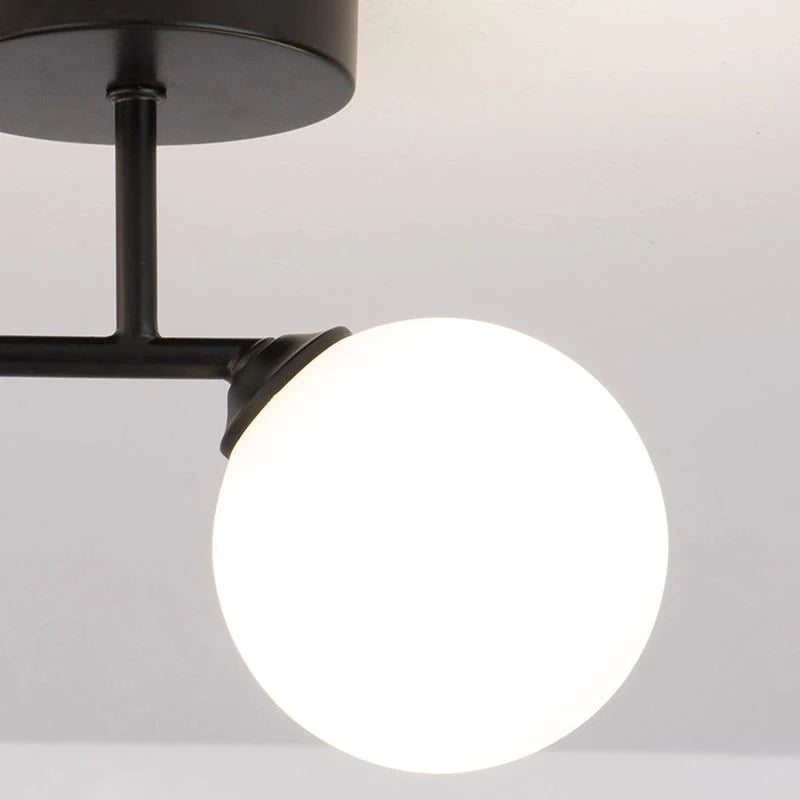 Valentina Modern LED Semi-Flush Deckenleuchte Kugel Schwarz/Gold Wohnzimmer Flur Metall&Glas