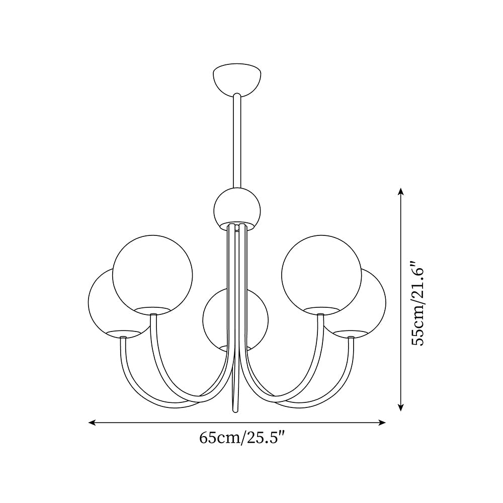 Sola Kronleuchter aus Messing mit Kugeln aus Glas