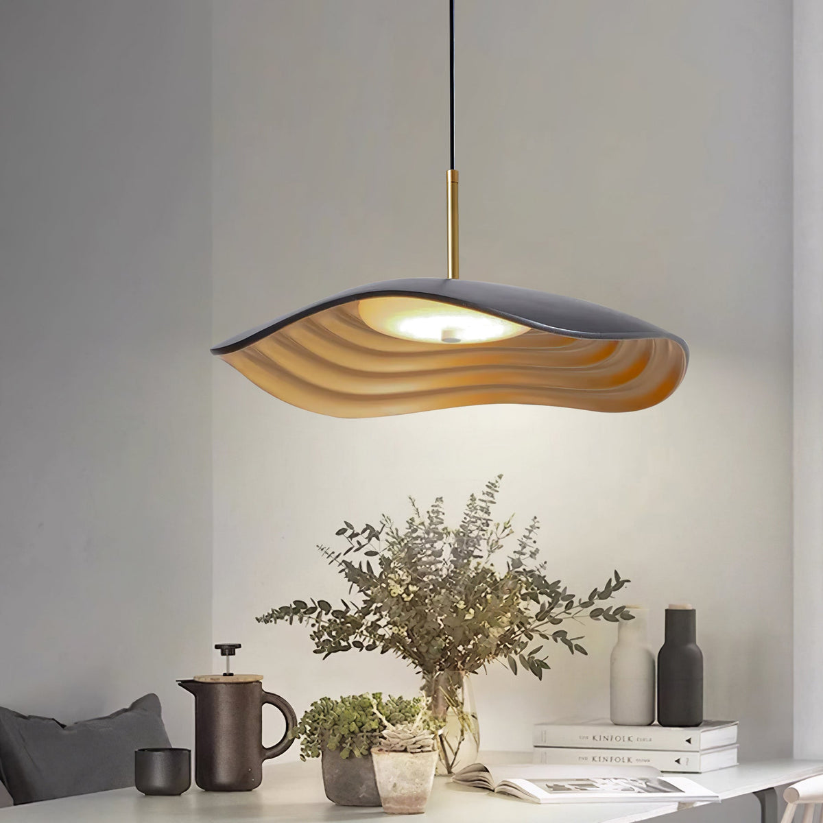 Mariva Pendelleuchte Wellenform Gold Akzent