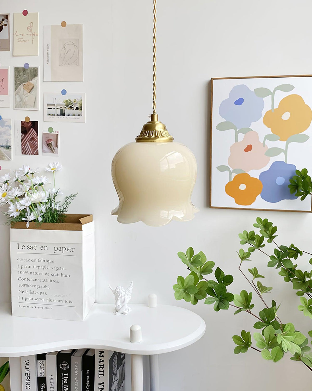 Veloza Pendelleuchte aus Messing und Kunstharz im Glam-Stil
