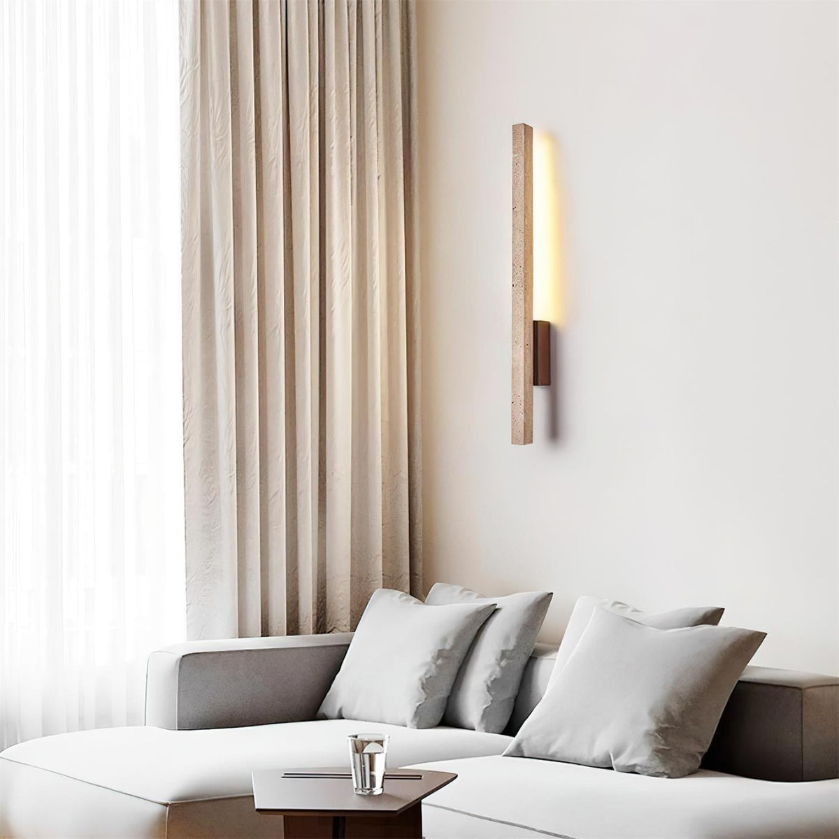 Corvella Wandleuchte Slim Linear Travertin Minimalistisch