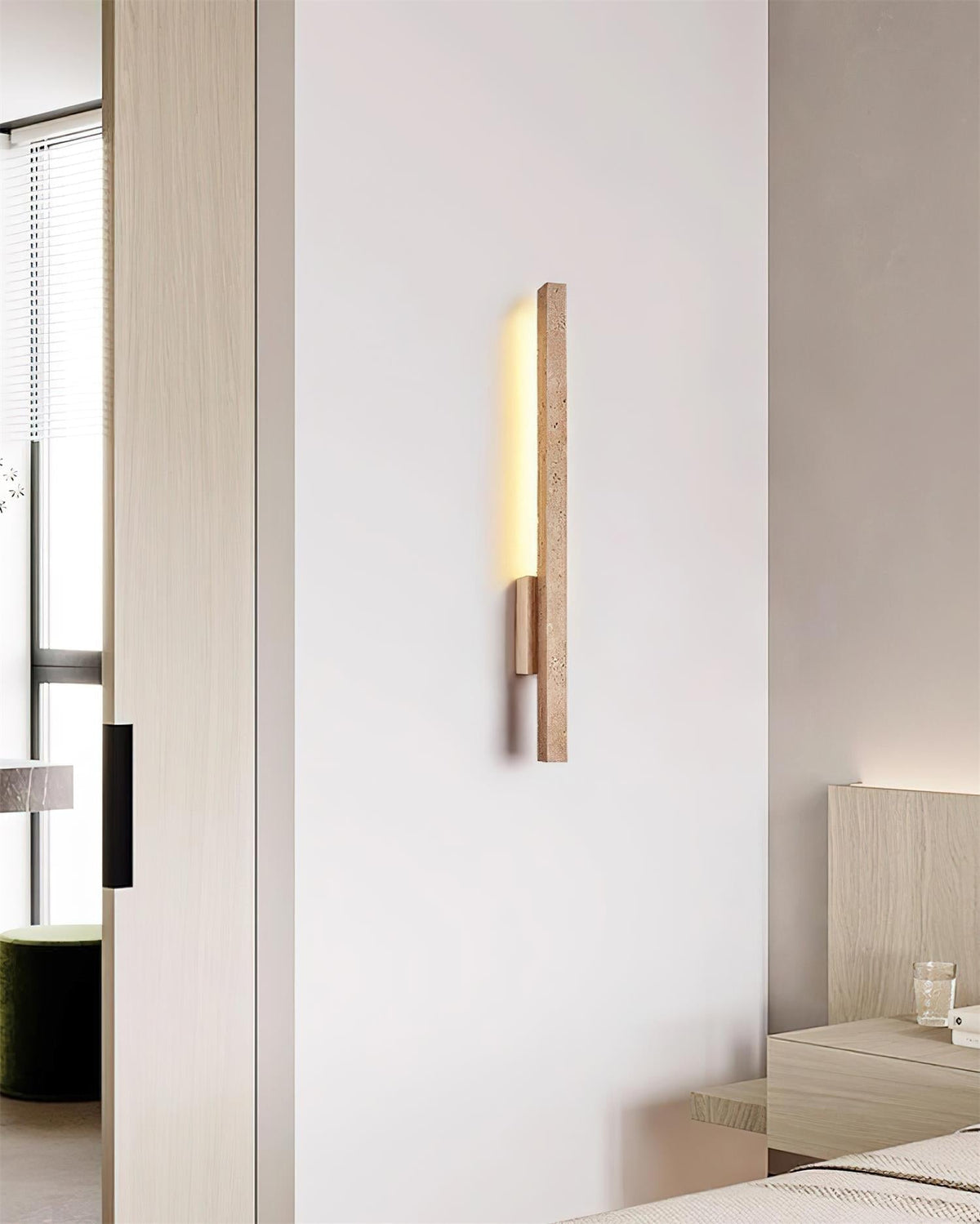 Corvella Wandleuchte Slim Linear Travertin Minimalistisch