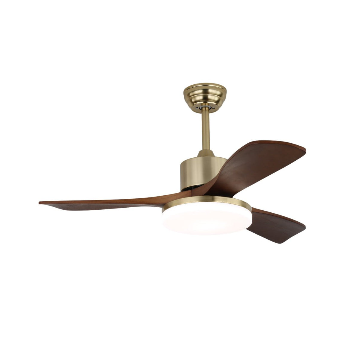 Selora Messing-Holz-Deckenventilator mit Beleuchtung