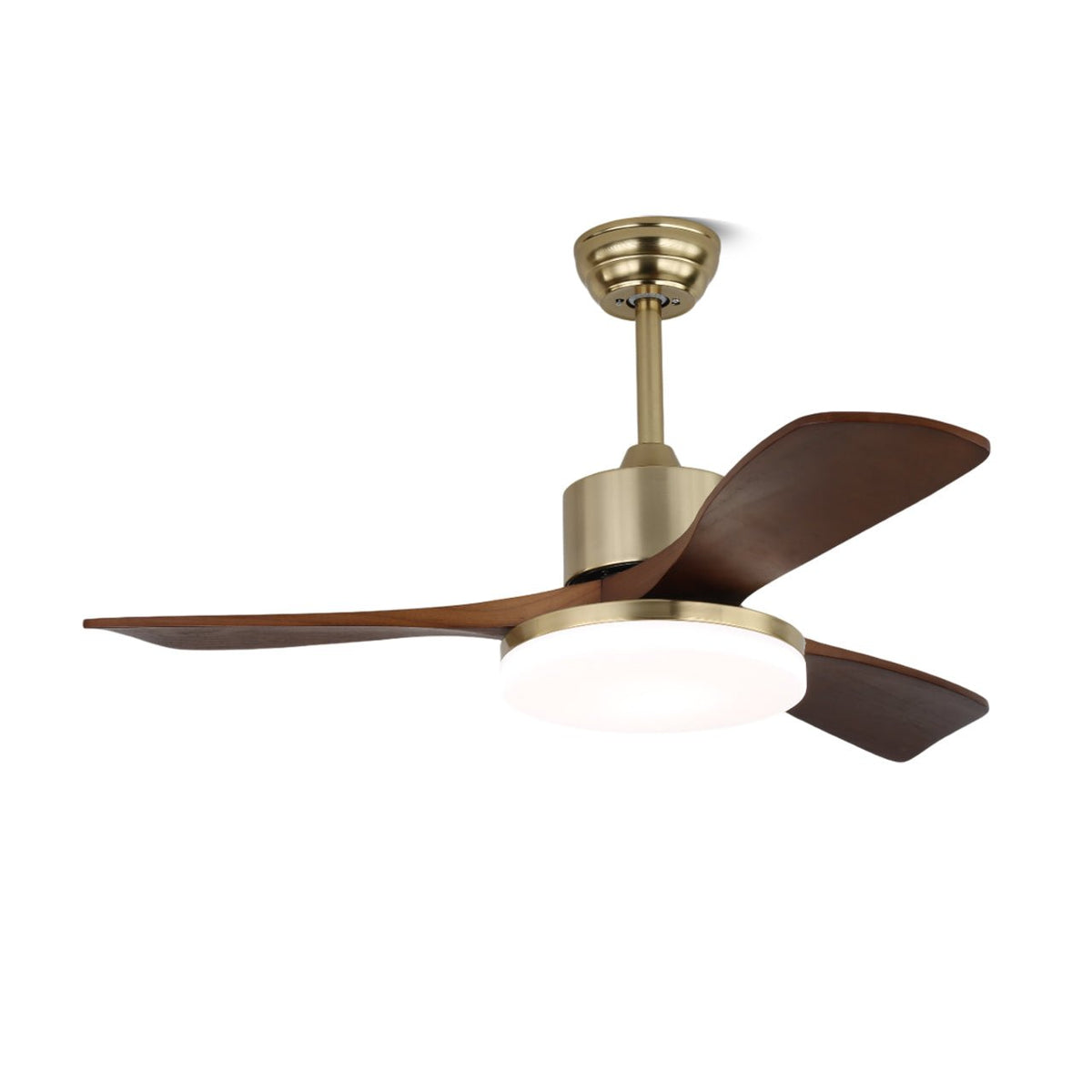 Selora Messing-Holz-Deckenventilator mit Beleuchtung
