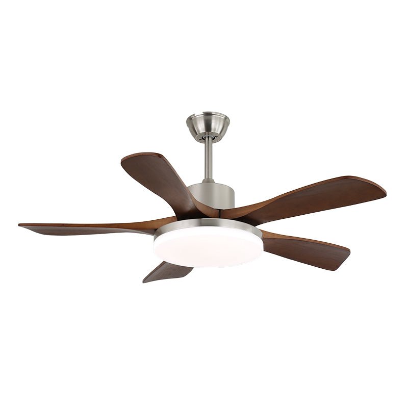 Elveora Deckenventilator mit Beleuchtung aus Messing und Holz