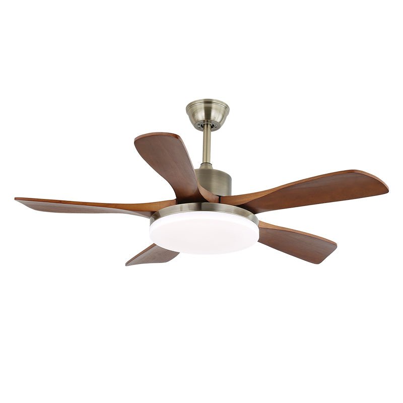 Elveora Deckenventilator mit Beleuchtung aus Messing und Holz