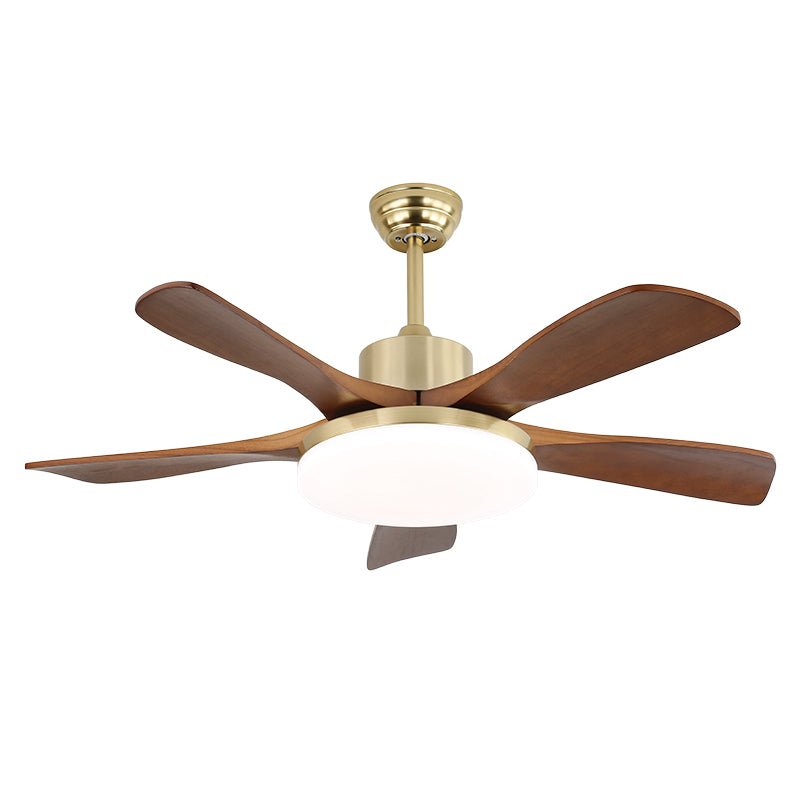 Elveora Deckenventilator mit Beleuchtung aus Messing und Holz