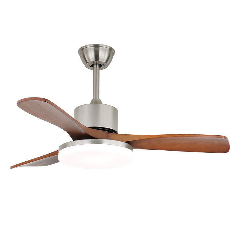 Elveora Deckenventilator mit Beleuchtung aus Messing und Holz