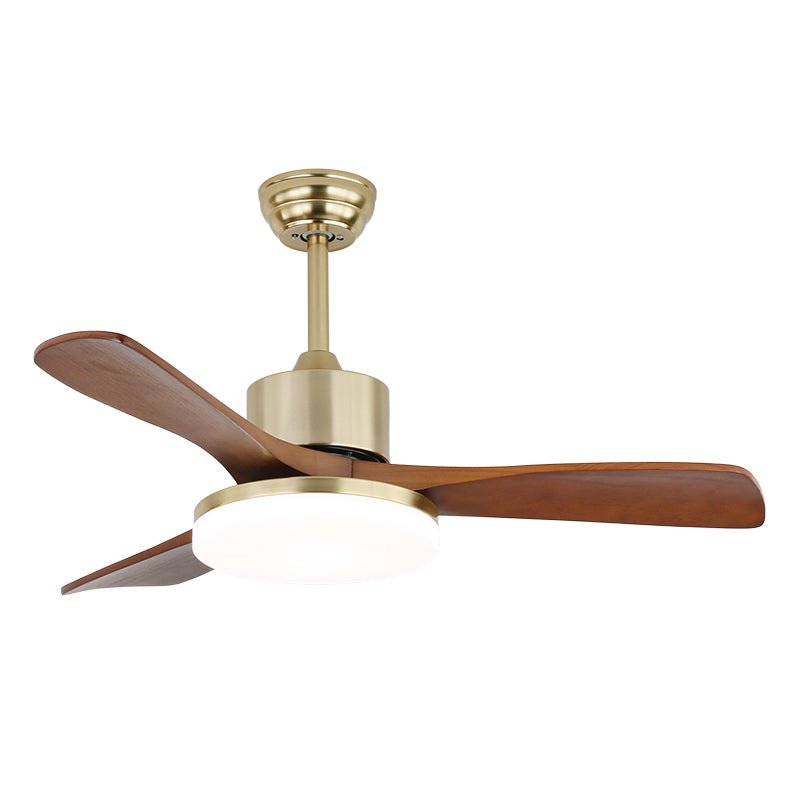 Elveora Deckenventilator mit Beleuchtung aus Messing und Holz