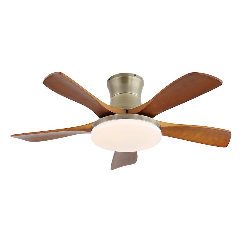 Elveora Deckenventilator mit Beleuchtung aus Messing und Holz