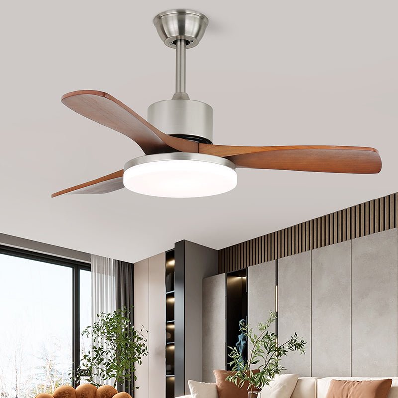 Elveora Deckenventilator mit Beleuchtung aus Messing und Holz