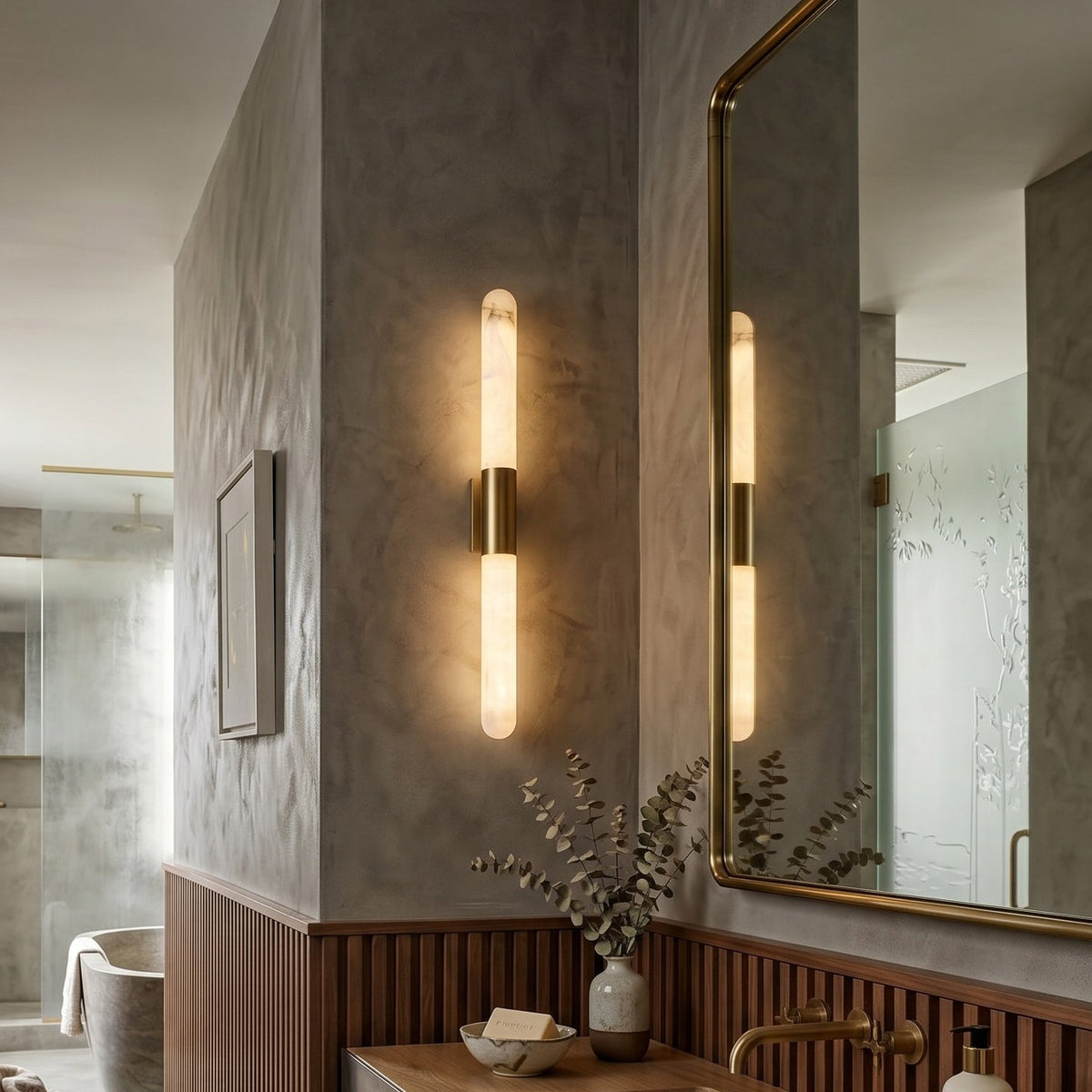 Eireaya Line Alabaster-Röhren-Wandleuchte