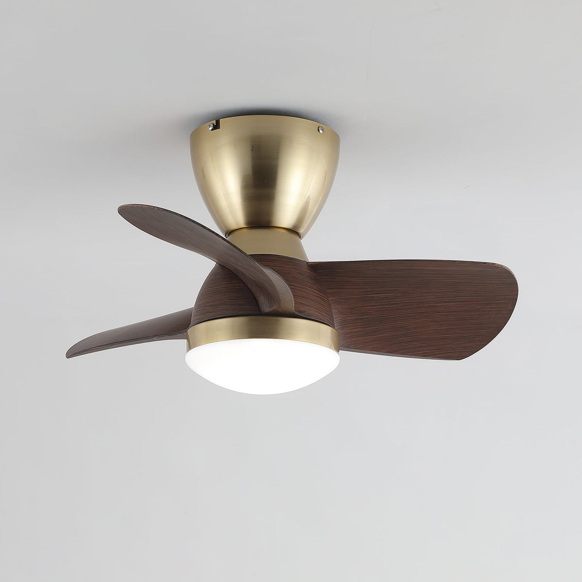 Aldiian minimalistisch Messing-Holz-Deckenventilator mit Beleuchtung