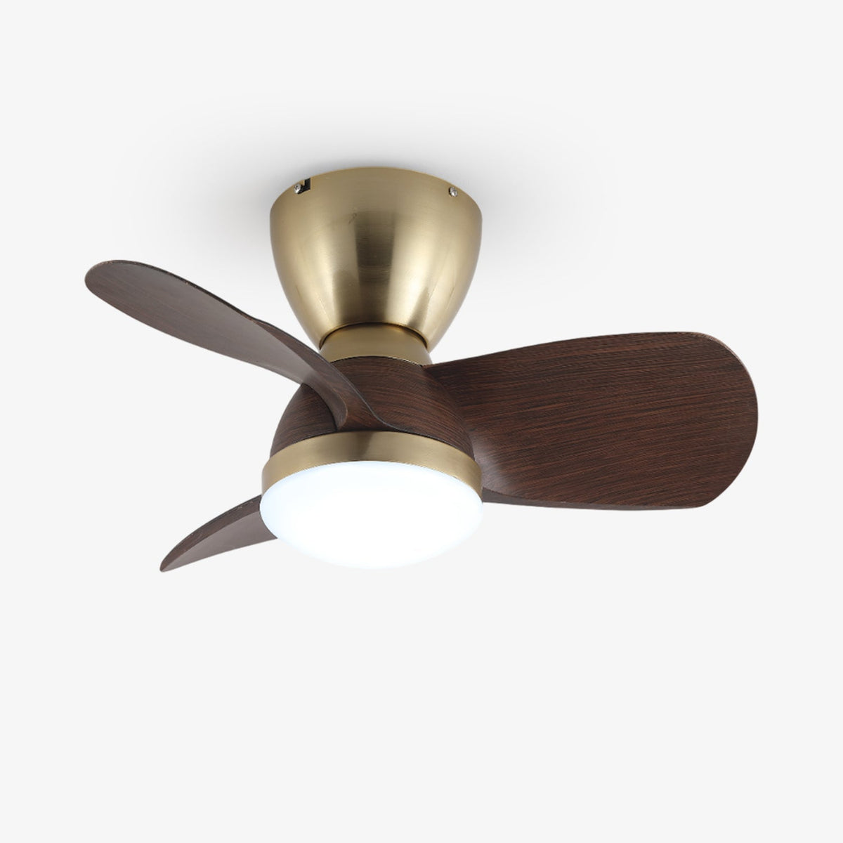 Aldiian minimalistisch Messing-Holz-Deckenventilator mit Beleuchtung