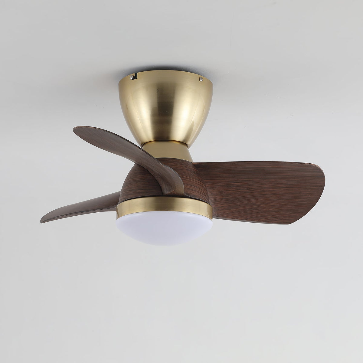 Aldiian minimalistisch Messing-Holz-Deckenventilator mit Beleuchtung