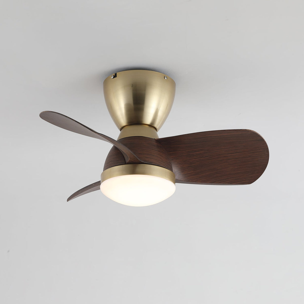 Aldiian minimalistisch Messing-Holz-Deckenventilator mit Beleuchtung