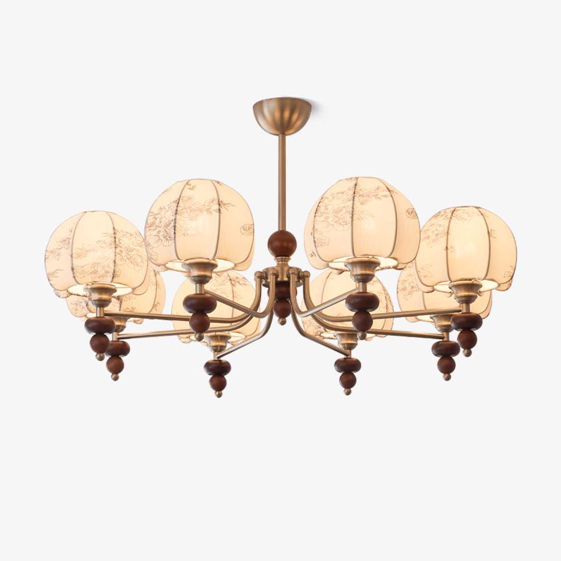 Comirisra Kronleuchter aus Stoff im traditionellen Petal-Design mit Holz
