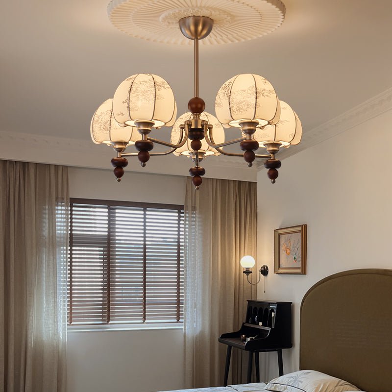 Comirisra Kronleuchter aus Stoff im traditionellen Petal-Design mit Holz