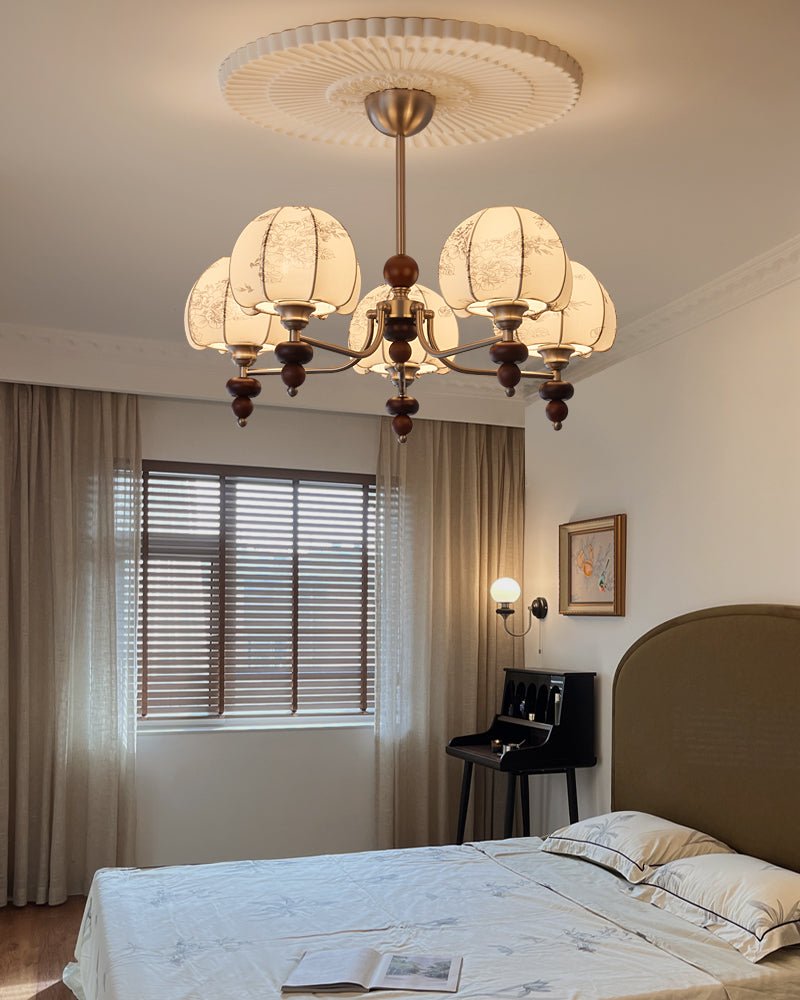 Comirisra Kronleuchter aus Stoff im traditionellen Petal-Design mit Holz