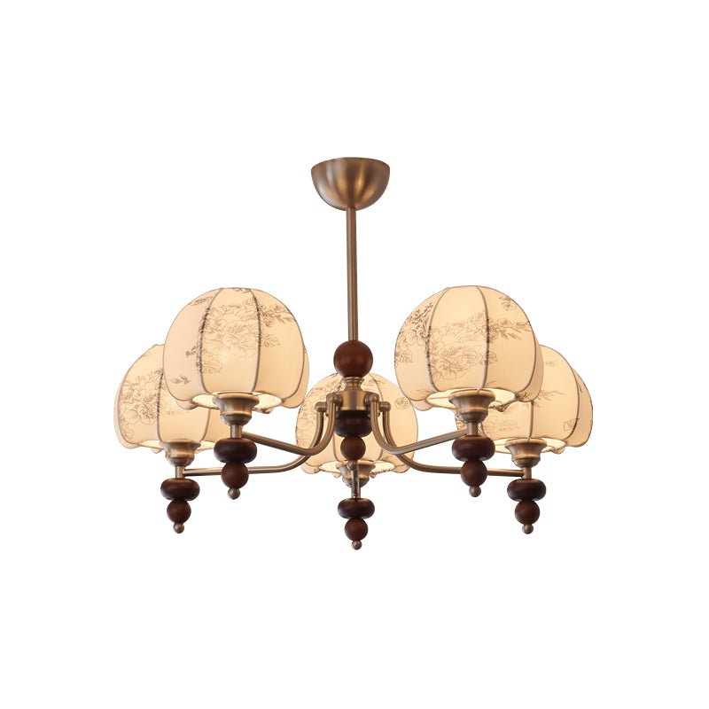 Comirisra Kronleuchter aus Stoff im traditionellen Petal-Design mit Holz