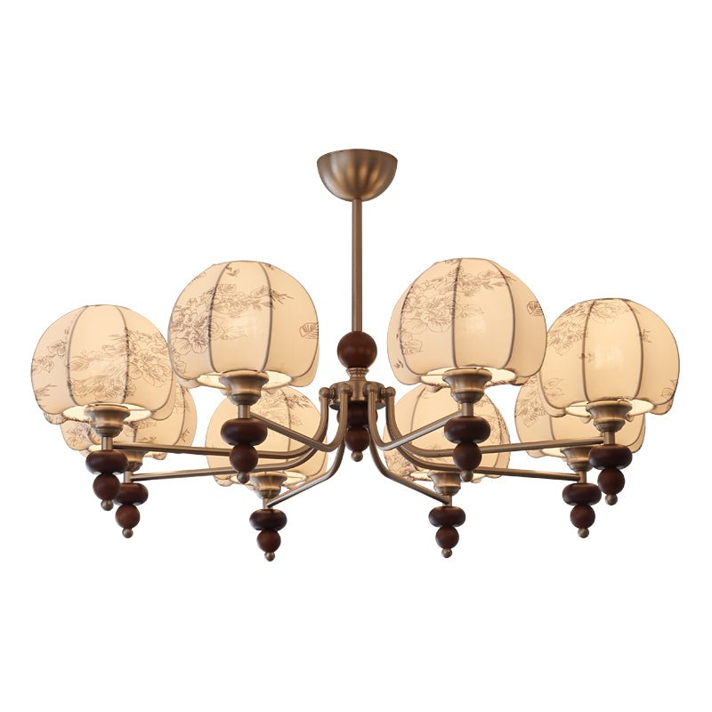 Comirisra Kronleuchter aus Stoff im traditionellen Petal-Design mit Holz