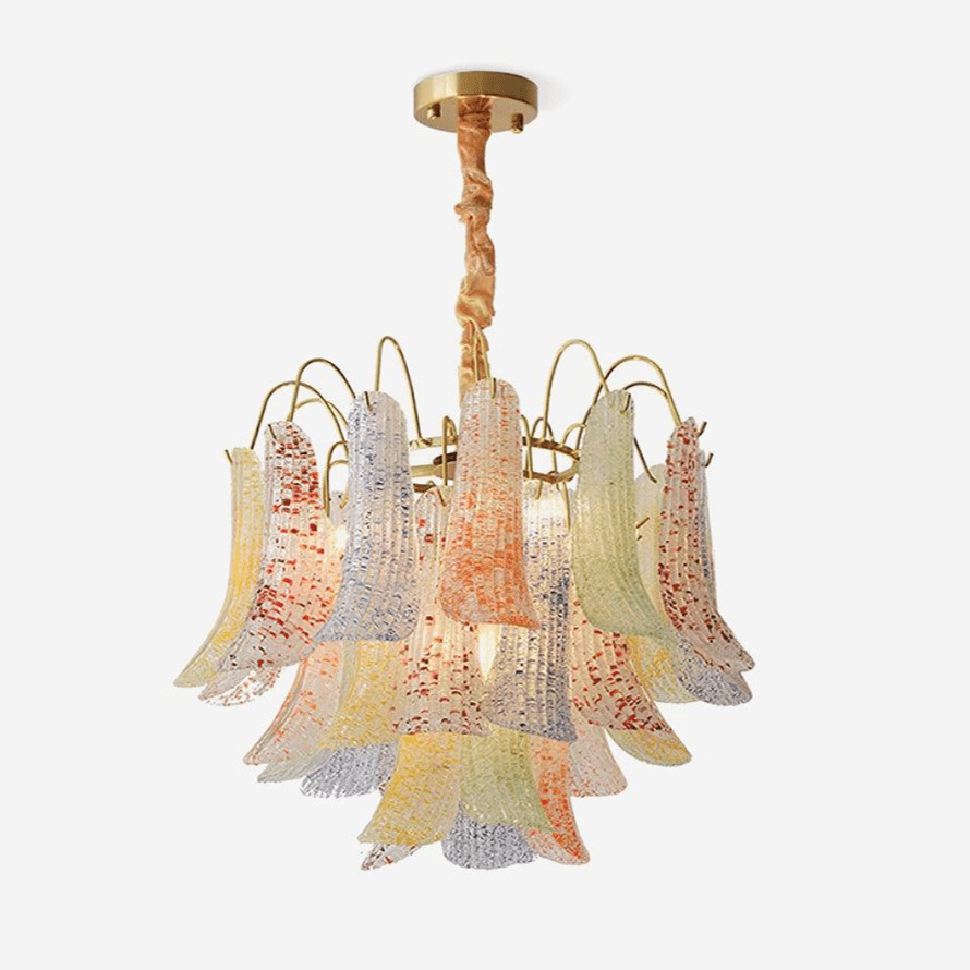 Velirelle Kronleuchter aus farbigem Muranoglas mit Blütenblättern im Vintage-Stil
