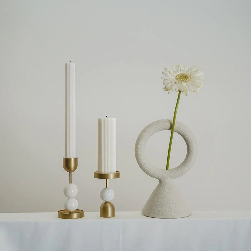 Fuldo Verdant Sphere Candle Holder gebürstetes Messing Akzent Mid-Century-Stil