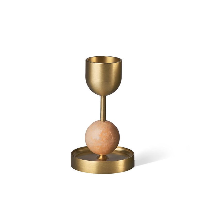 Fuldo Verdant Sphere Candle Holder gebürstetes Messing Akzent Mid-Century-Stil