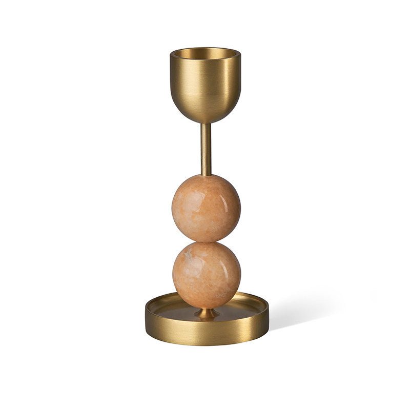 Fuldo Verdant Sphere Candle Holder gebürstetes Messing Akzent Mid-Century-Stil