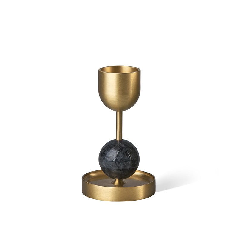 Fuldo Verdant Sphere Candle Holder gebürstetes Messing Akzent Mid-Century-Stil