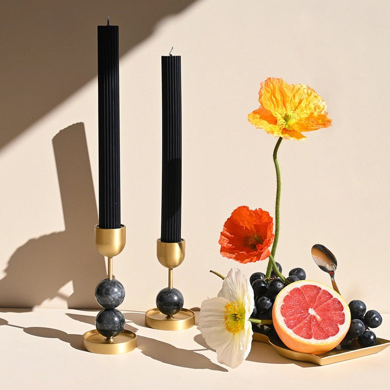Fuldo Verdant Sphere Candle Holder gebürstetes Messing Akzent Mid-Century-Stil