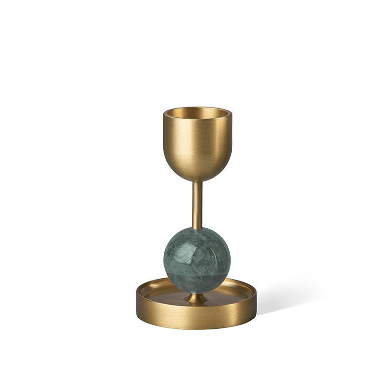 Fuldo Verdant Sphere Candle Holder gebürstetes Messing Akzent Mid-Century-Stil