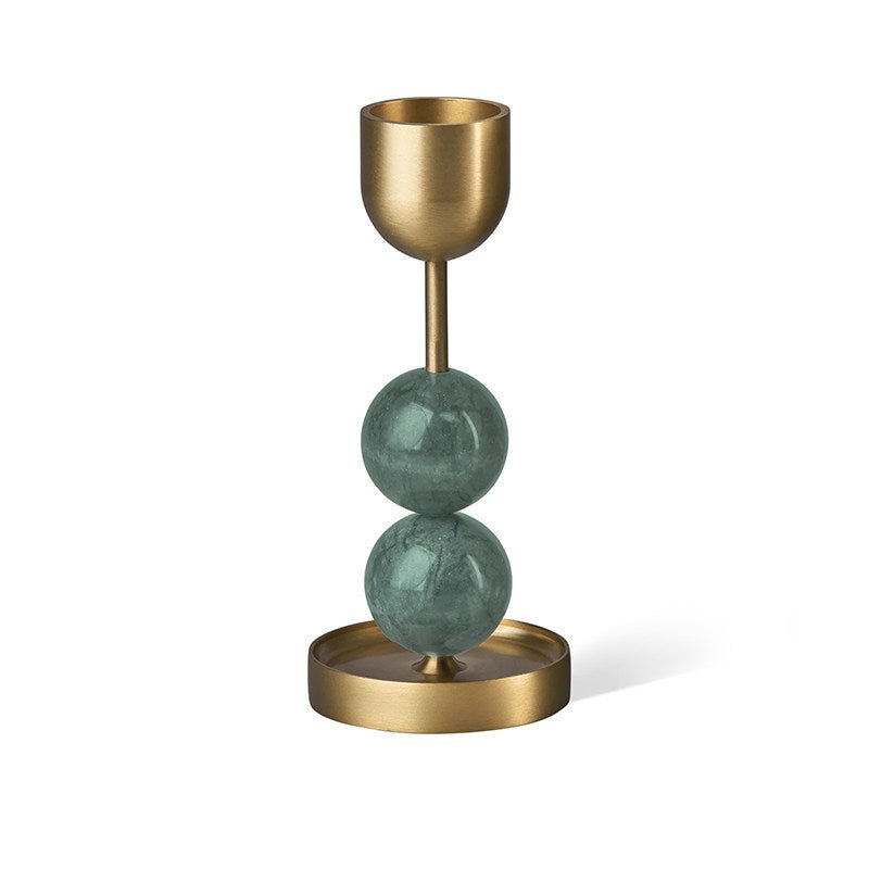 Fuldo Verdant Sphere Candle Holder gebürstetes Messing Akzent Mid-Century-Stil