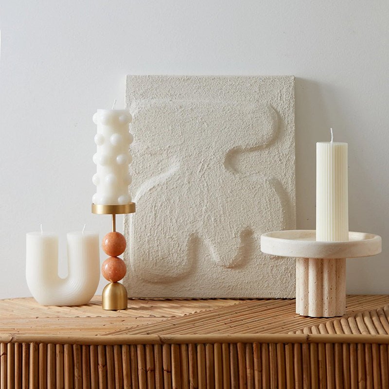 Fuldo Verdant Sphere Candle Holder gebürstetes Messing Akzent Mid-Century-Stil