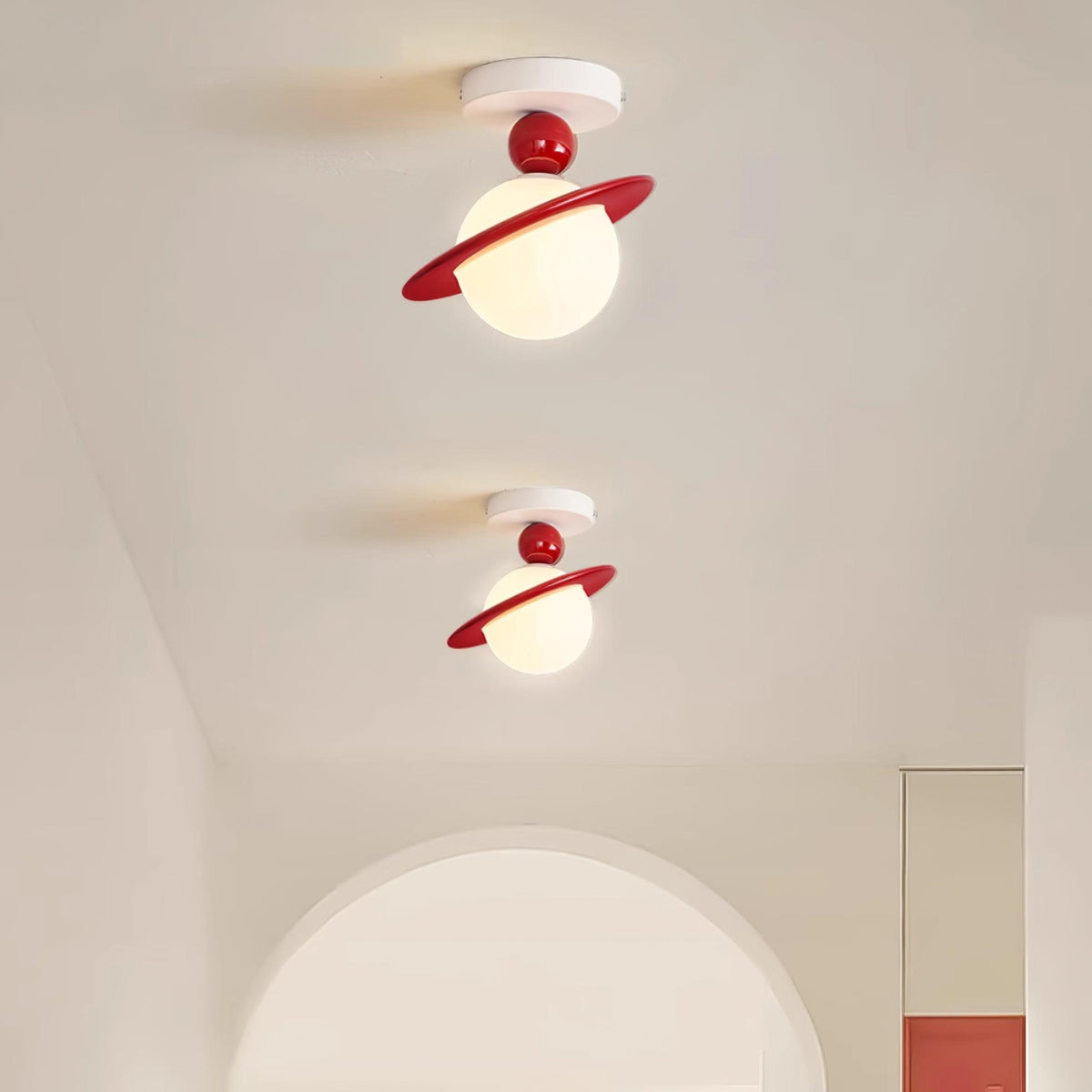 Selvian Deckenleuchte Rot und Weiß Sputnik Retro