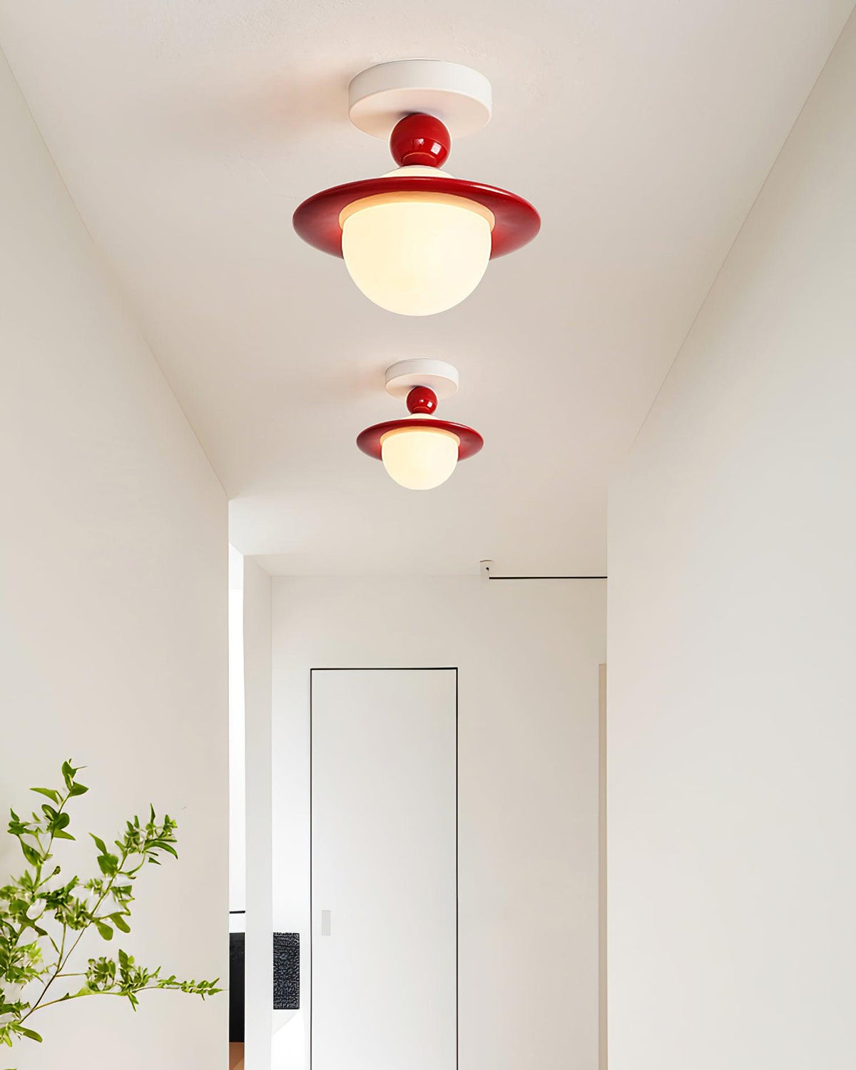 Selvian Deckenleuchte Rot und Weiß Sputnik Retro