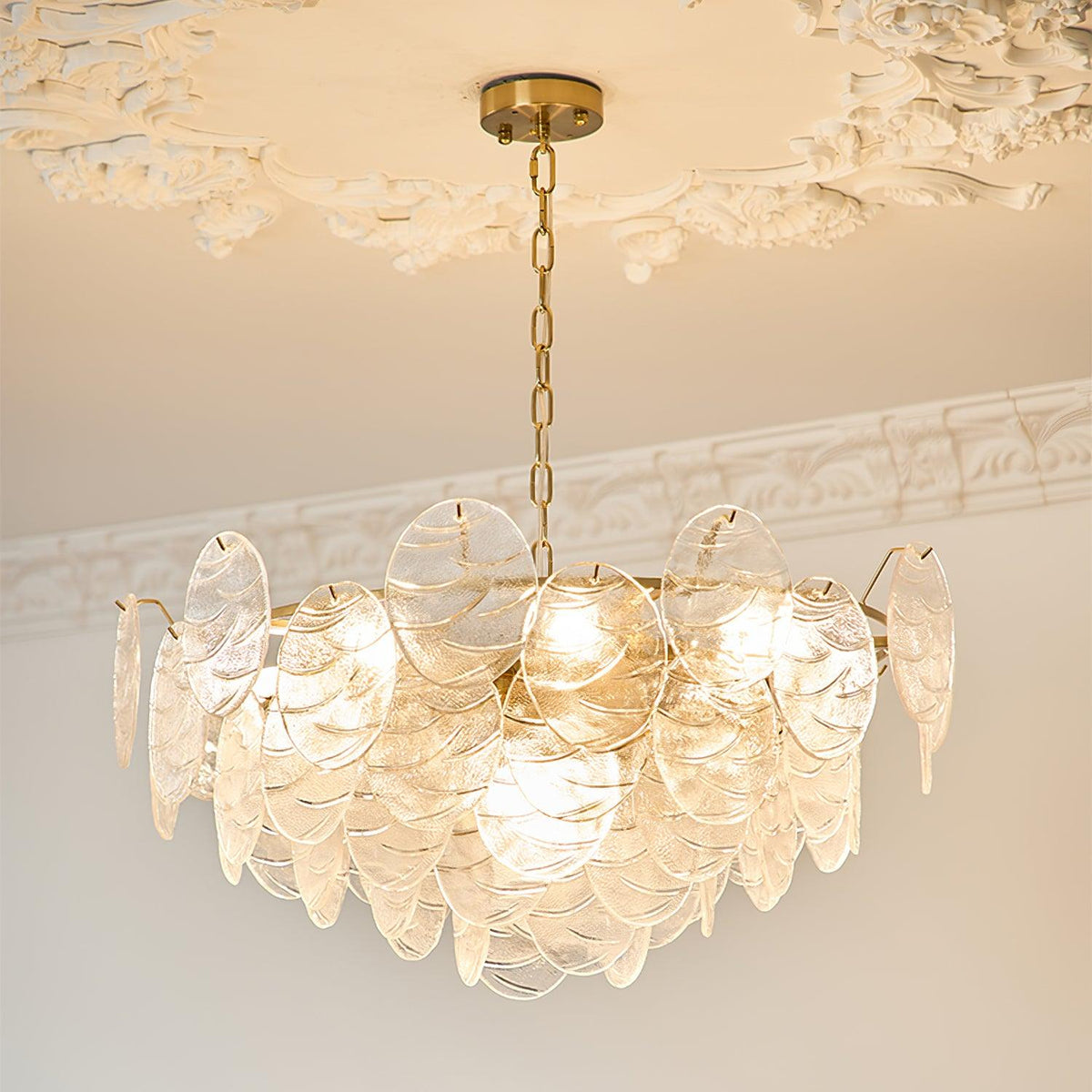 Leaf Kronleuchter aus Vintage-Glas