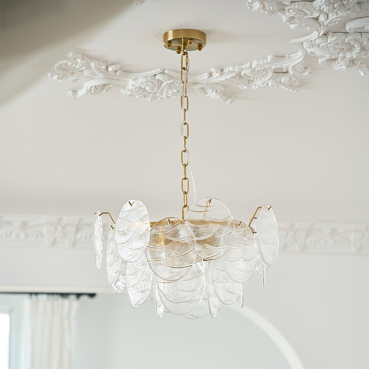 Leaf Kronleuchter aus Vintage-Glas