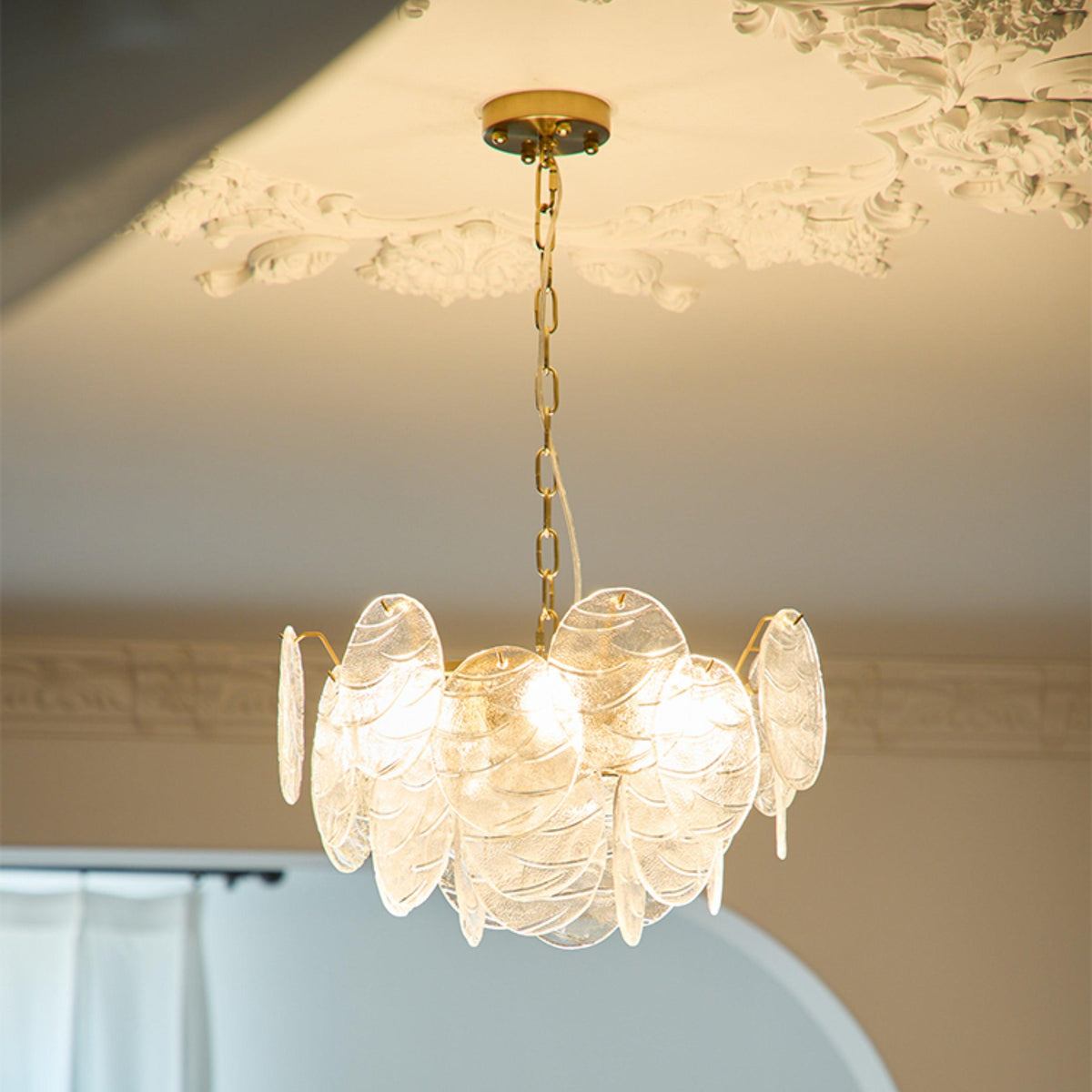 Leaf Kronleuchter aus Vintage-Glas